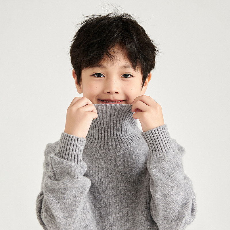秋冬男女童高领羊毛衫宝宝毛衣100%纯羊毛厚保暖儿童针织打底衫