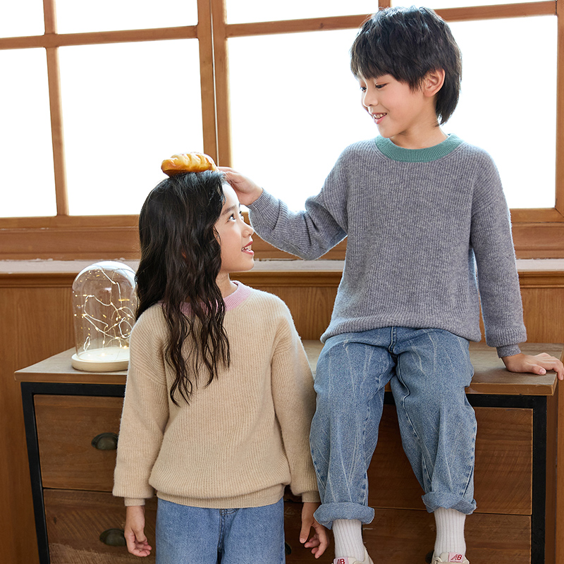 雅丹风儿童羊毛衫打底衫秋冬新款加厚保暖外穿内搭款男宝女宝同款