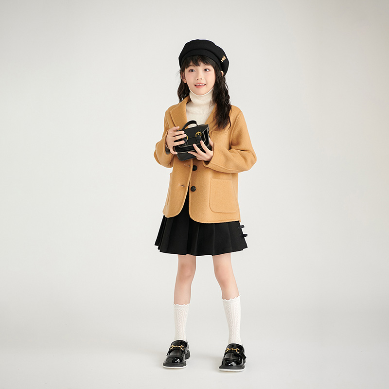 2024秋冬新款儿童双面呢羊绒大衣男女童100%羊毛呢子外套 气质款