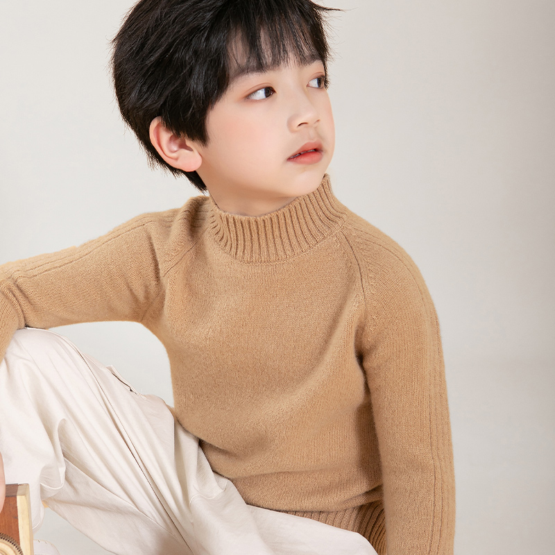 2024儿童纯羊毛衫打底衫纯色圆领套头保暖时尚百搭款男宝男宝同款