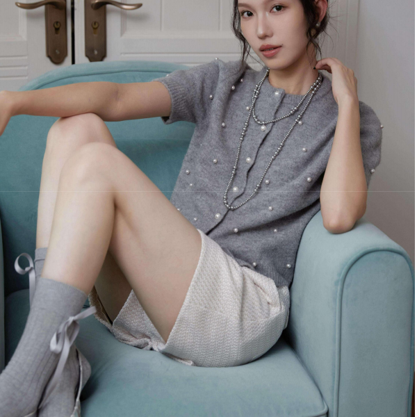 mithworld/沵媞“满天星”珍珠肌理开衫W7FFS5719E5B