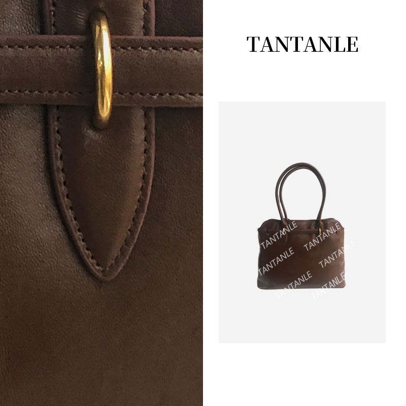 高定时尚轻奢单肩斜跨手提女包咖啡色大包