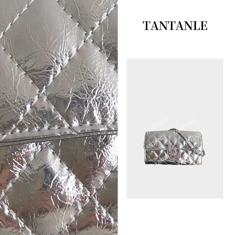 高定时尚单肩斜跨手提百搭潮流个性女包银色