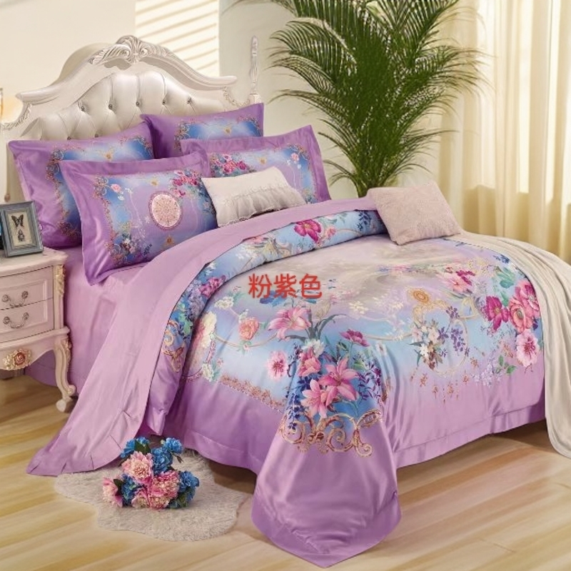 雅致提花数码印花六件套。