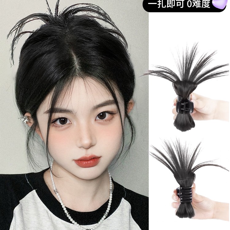 鸡窝丸子头毛毽子头喷泉高马尾抓夹假发女发包辣妹鸡窝头