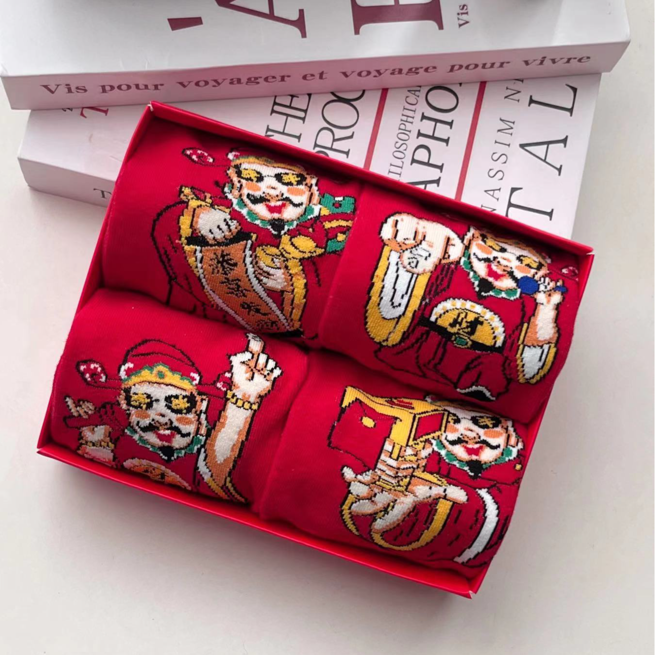 玛万生活舒适棉开运红袜