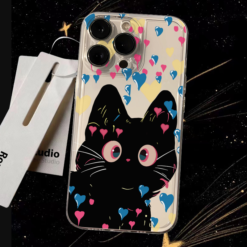 卡通爱心猫咪苹果iPhone15/14promax手机壳13/12软11/xs/7/8plus6