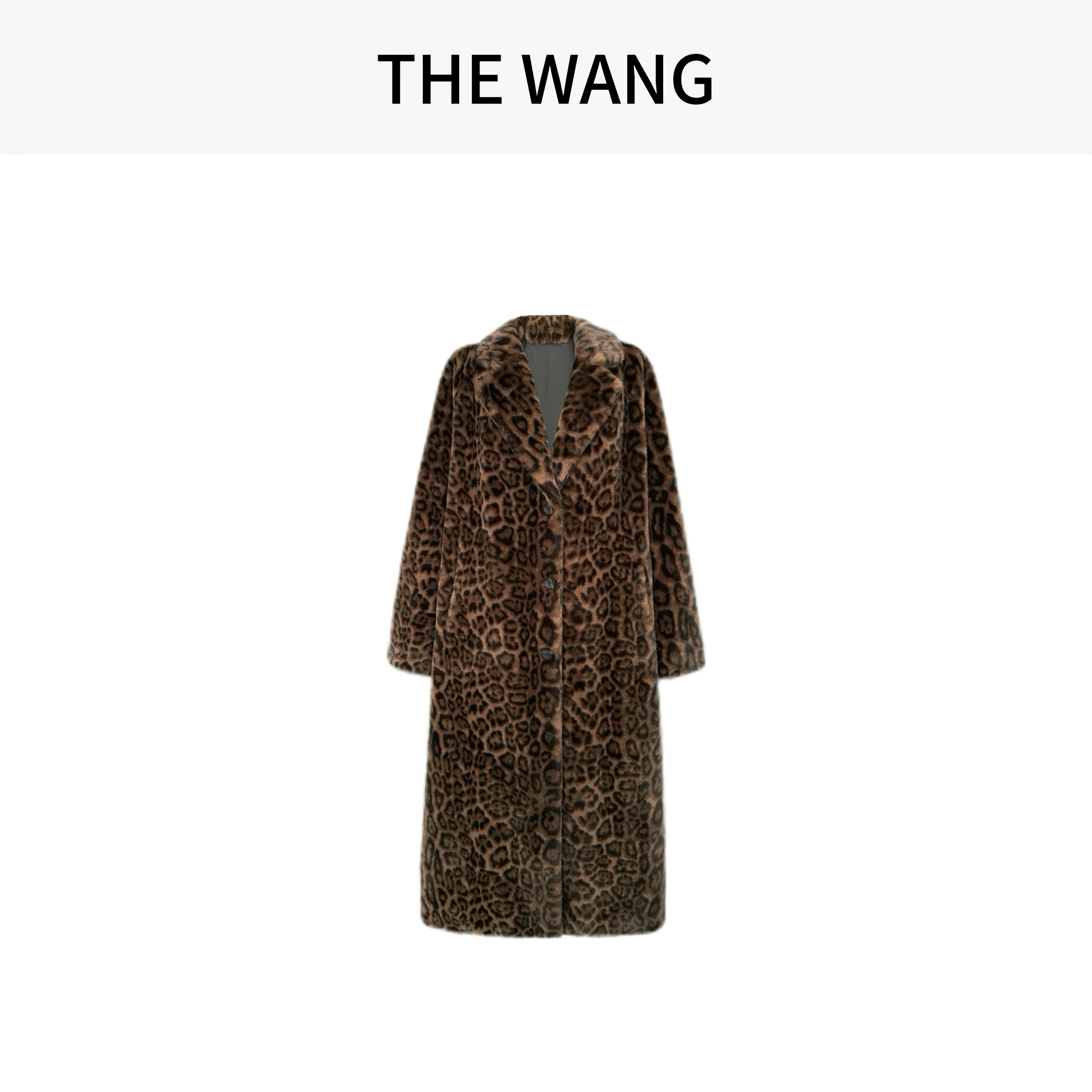 THE WANG 马赫根尼 美式复古豹纹中长款外套
