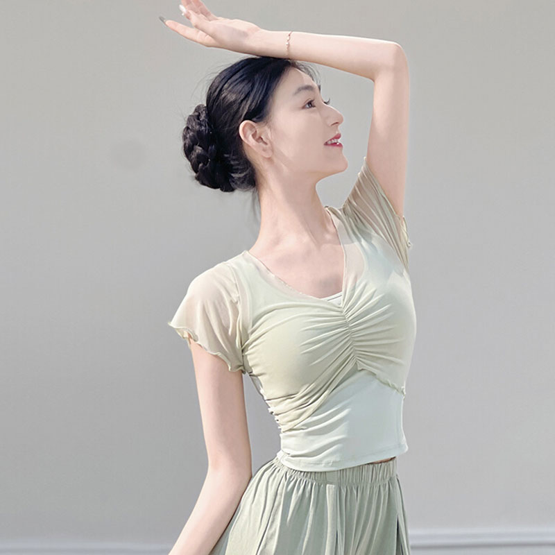 古典舞上衣女款新款中国舞练功服短袖芭蕾形体训练服现代舞服装女