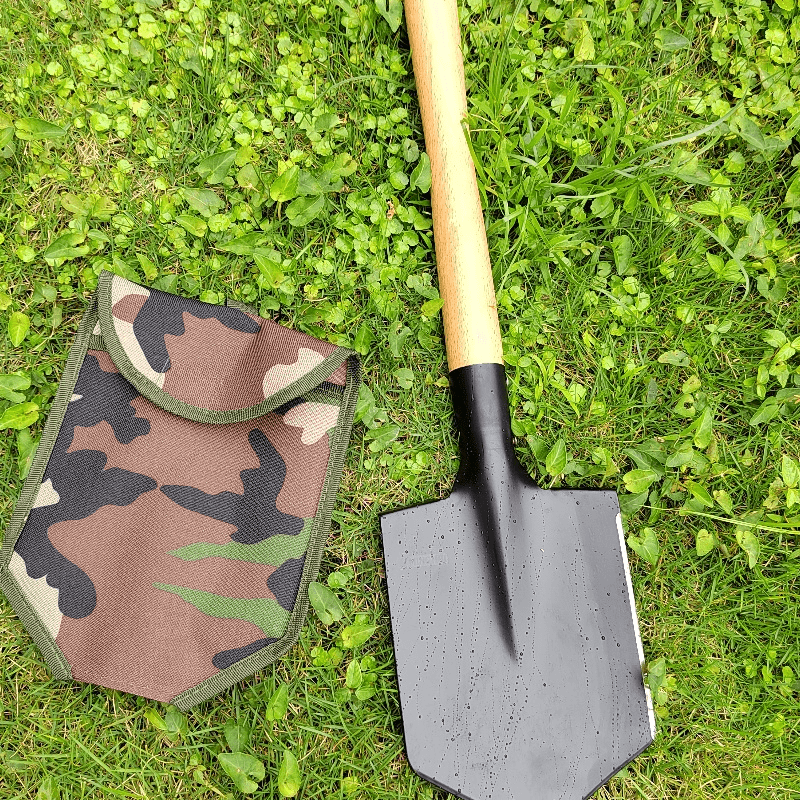 明辉装备408大号锰钢铲工兵铲榉木手柄实木大铲出口品质工厂直销