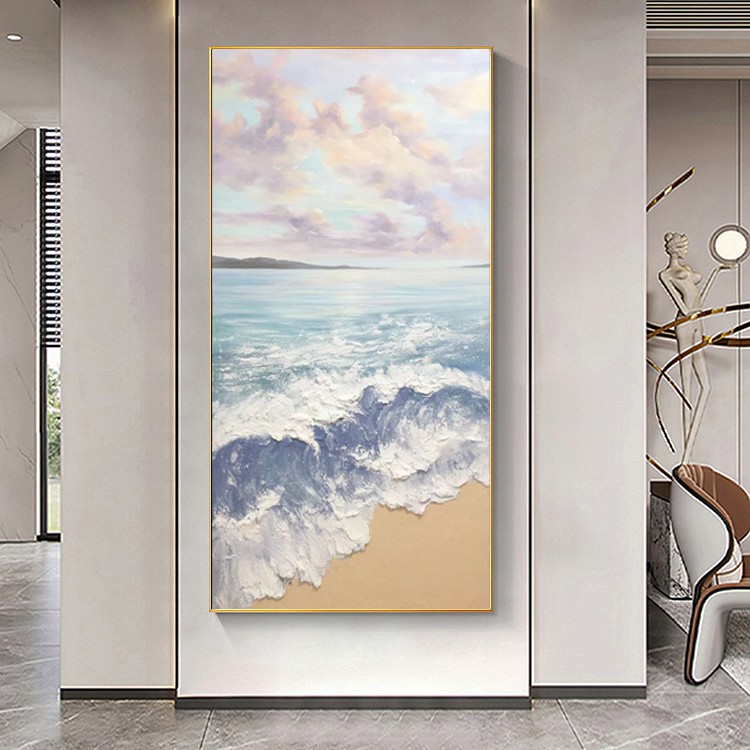 【海浪】现代简约奶油风景玄关走廊过道装饰画艺术画设计创意时尚画