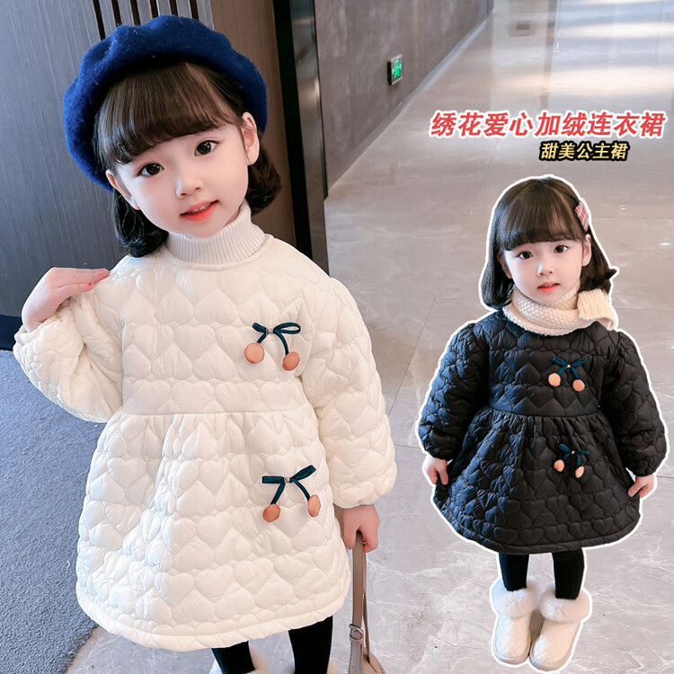 女童加绒公主裙宝宝洋气裙子儿童夹棉连衣裙1-3-6岁小女孩秋冬裙