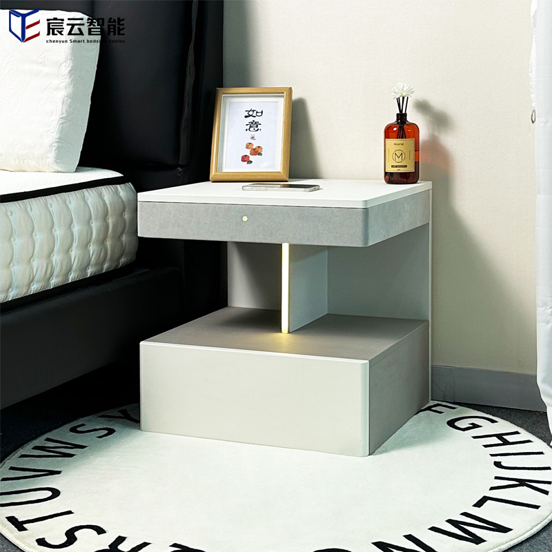 创意简约智能床头柜多功能镂空艺术现代极简卧室家用收纳储物柜子