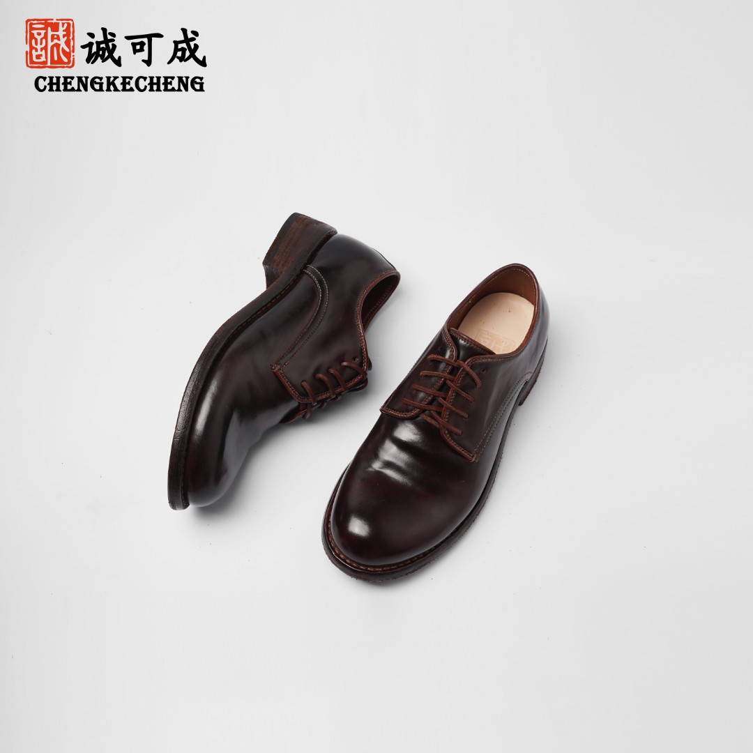诚可成 M68高端马臀皮皮鞋德比手工固特异男鞋