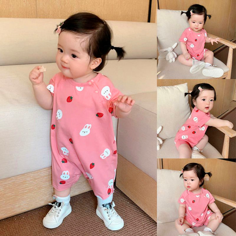 婴儿连体衣夏季薄款0-2岁女宝宝哈衣服新款可爱新生儿爬服空调服