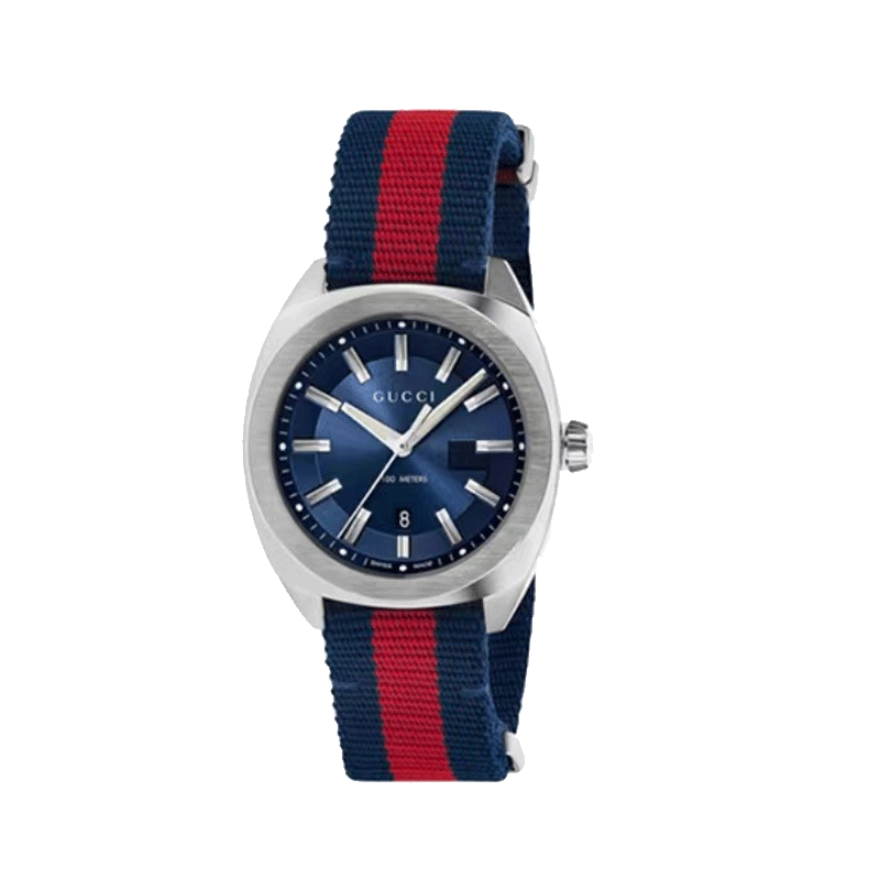 【情人节特供】GUCCI古驰GG2570系列红蓝条纹41MM石英腕表YA142304