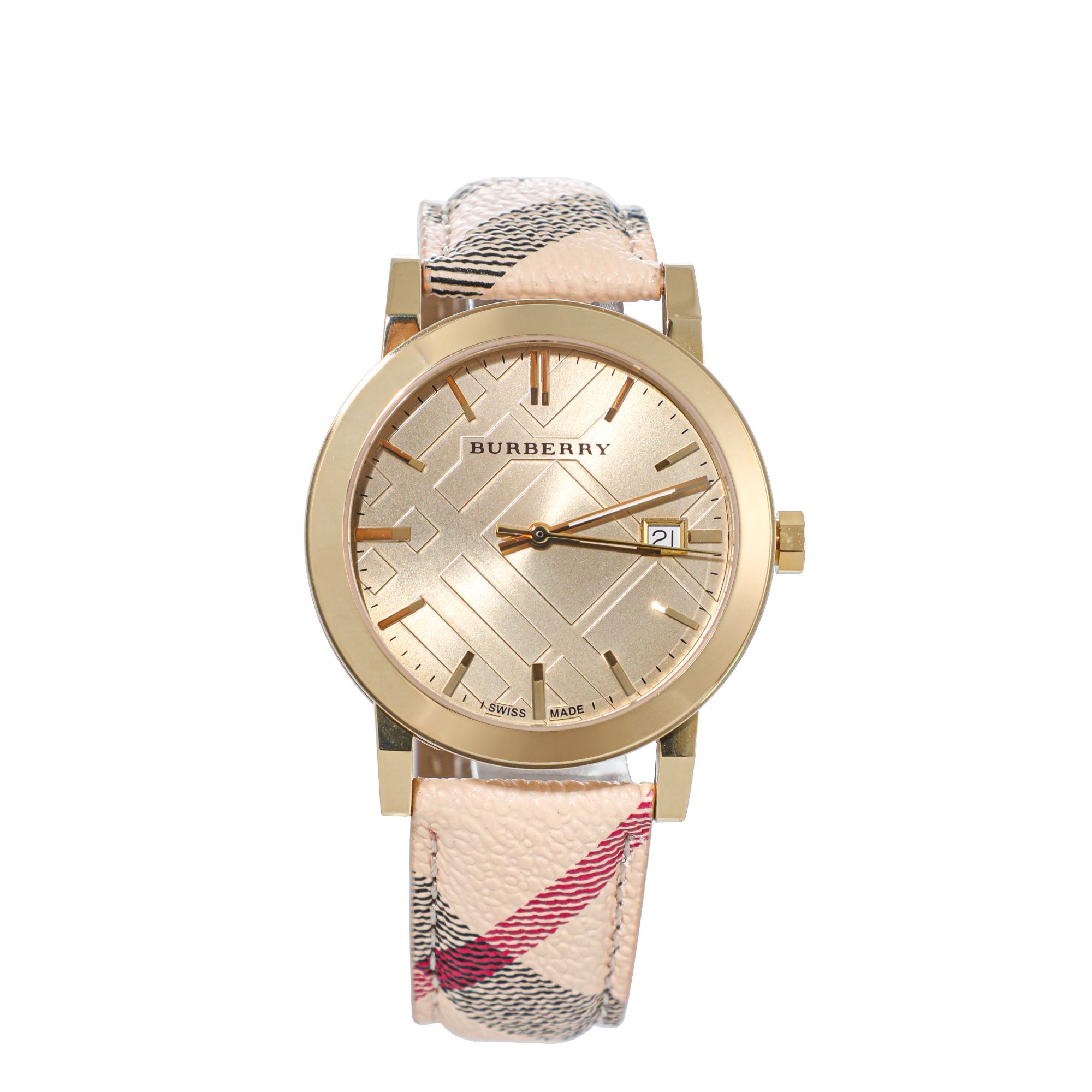 【Summer专属】BURBERRY博柏利金色皮革石英女士表38表盘BU9026