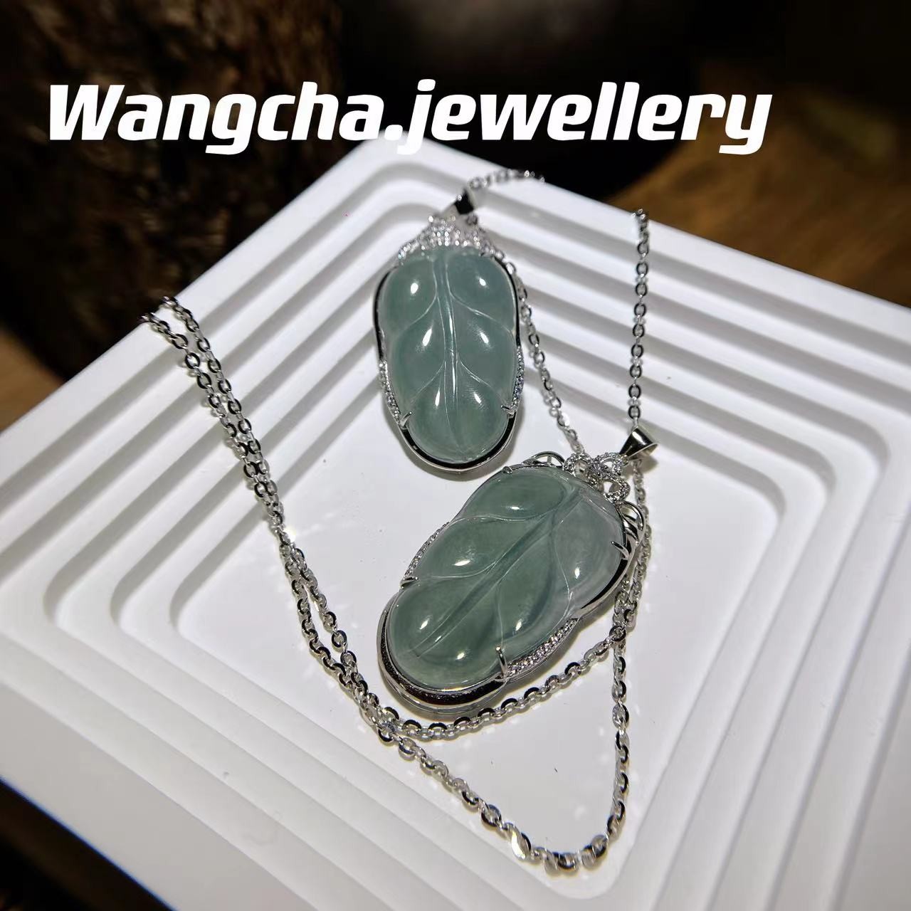 链子925银 绿水叶子镶嵌项链挂坠毛衣链气质送女友礼物妈妈母亲