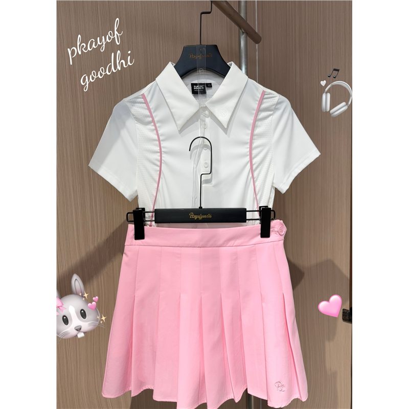 高尔夫服装女夏季冰丝高尔夫短袖女高尔夫女裙运动女网球裙球服女