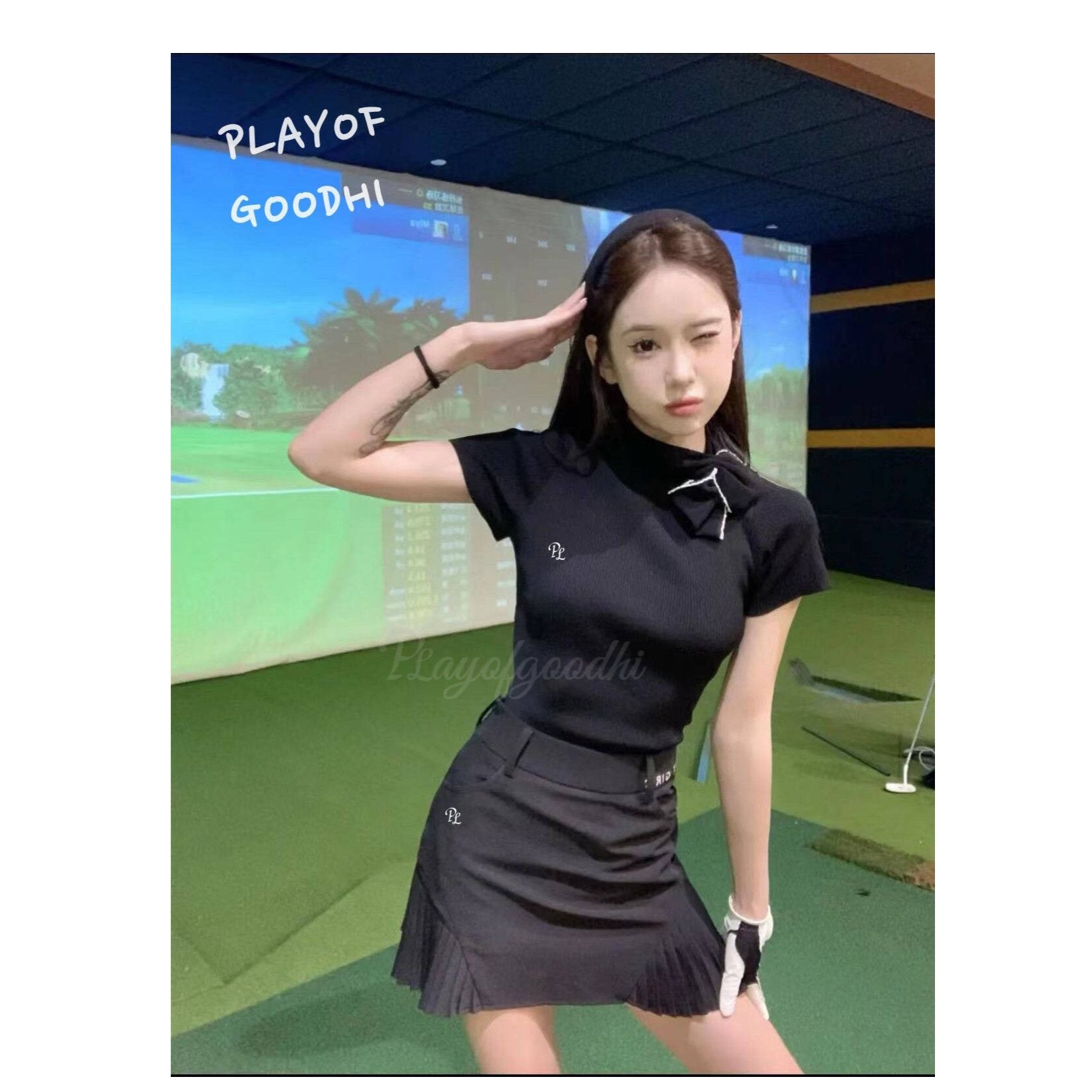 高尔夫服装女韩版高尔夫短袖女显瘦弹力运动短袖女运动女高尔夫裙