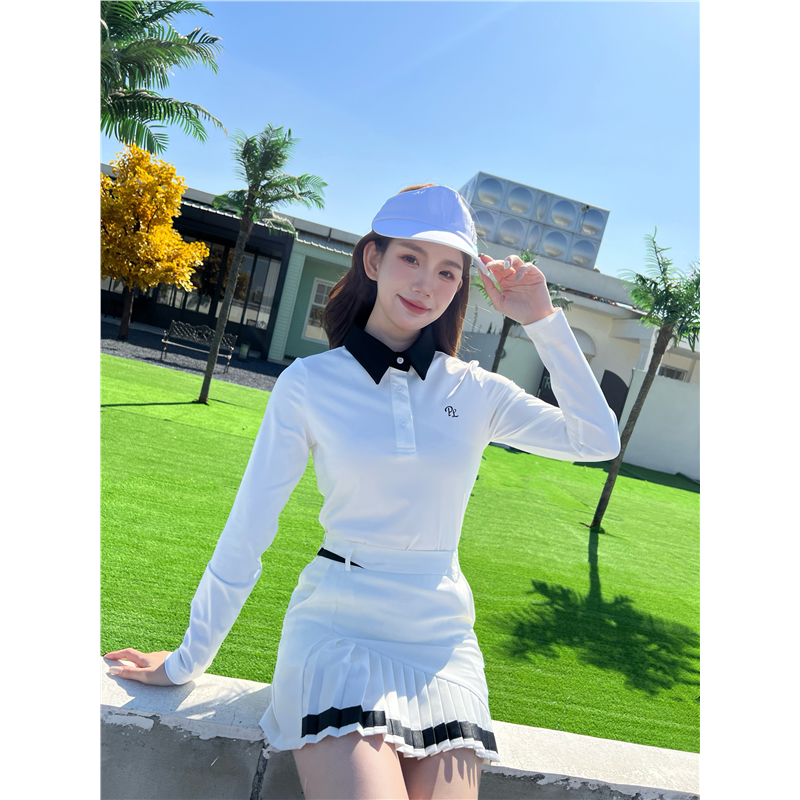 高尔夫服装女秋款高尔夫长袖女韩版显瘦高弹高尔夫球服女高尔夫裙