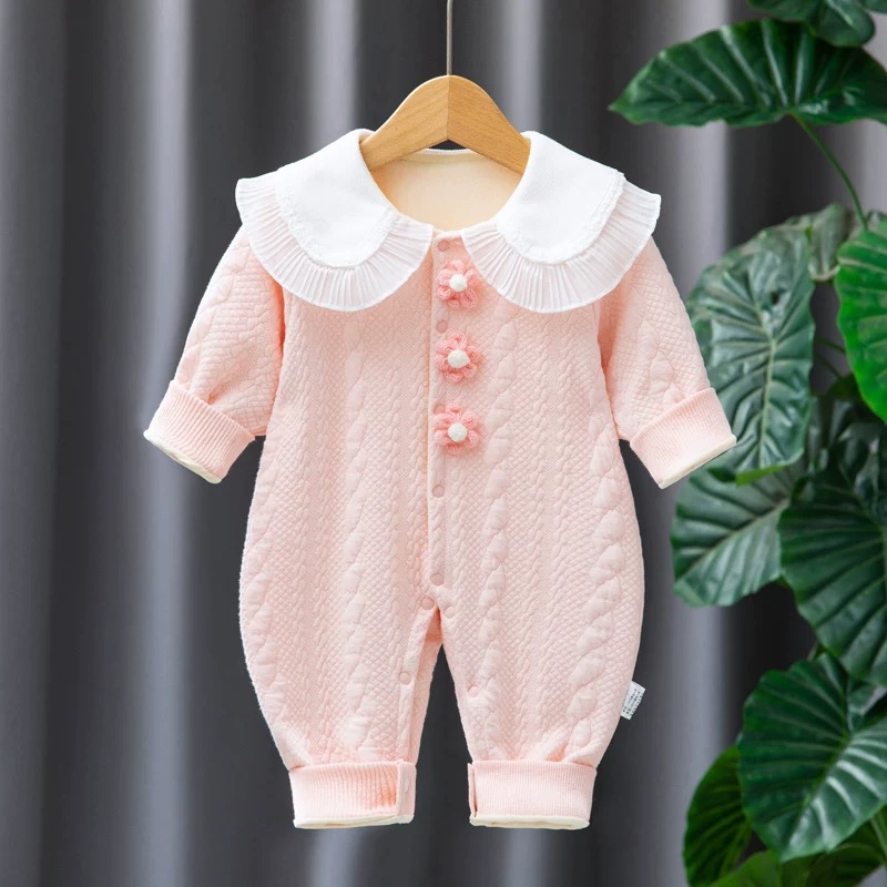 婴幼儿连体衣春秋冬保暖哈衣新生儿衣服夹绒百天满月女宝宝春秋装