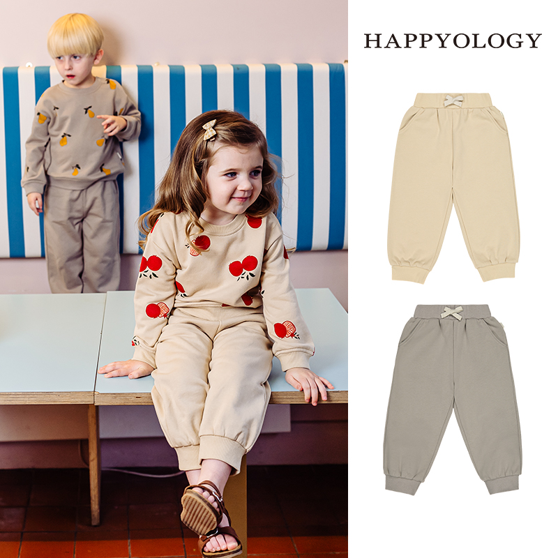 Happyology英国儿童针织裤子舒适裤装松紧腰女童裤子童装休闲卫裤
