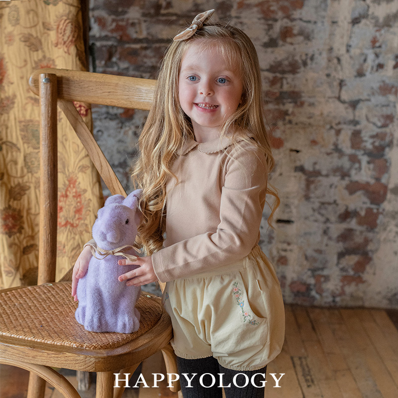 Happyology英国儿童新款娃娃领女童春秋装打底童装上衣长袖针织衫