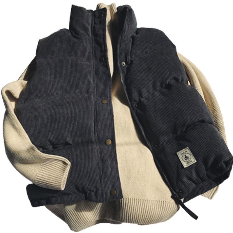 秋冬季爆款立领初中生时尚休闲宽松痞帅简约棉衣马甲百搭面包服马