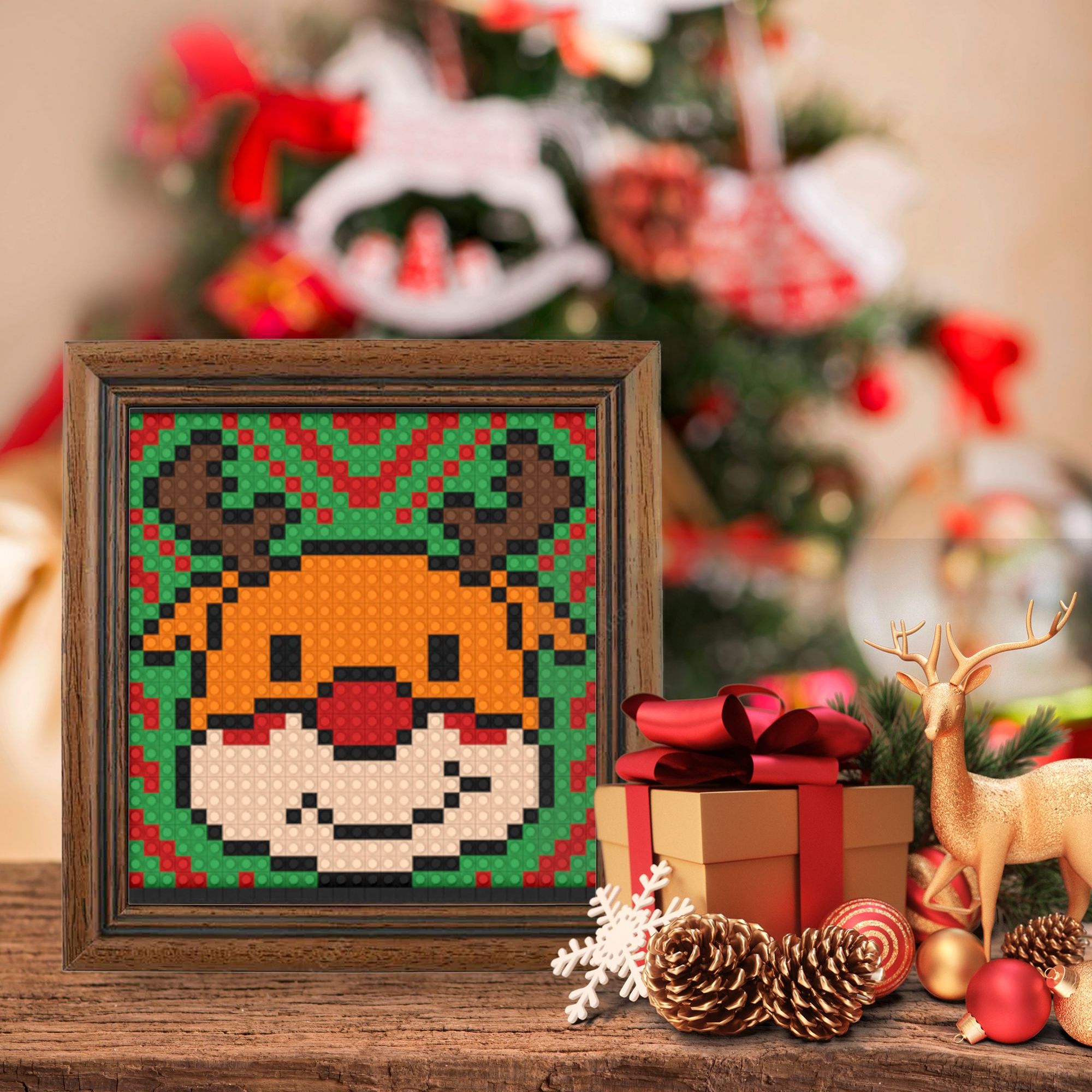 圣诞礼品装饰挂画DIY像素画积木画客厅卧室玄关创意摆件礼物