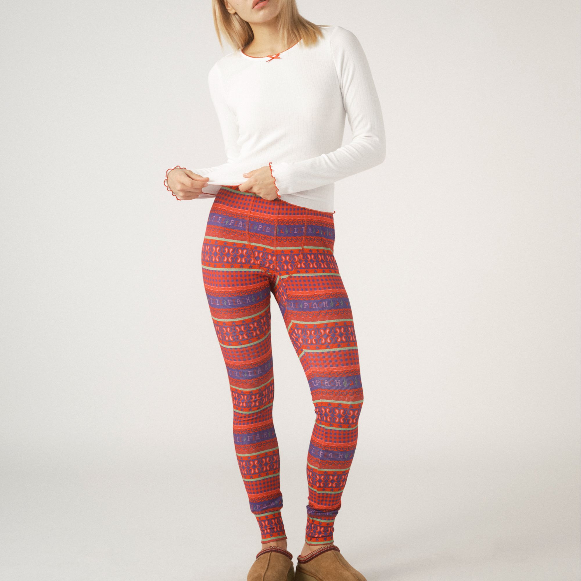 Pixieandpeachclub白色长袖红色条纹欧美裤子套装210