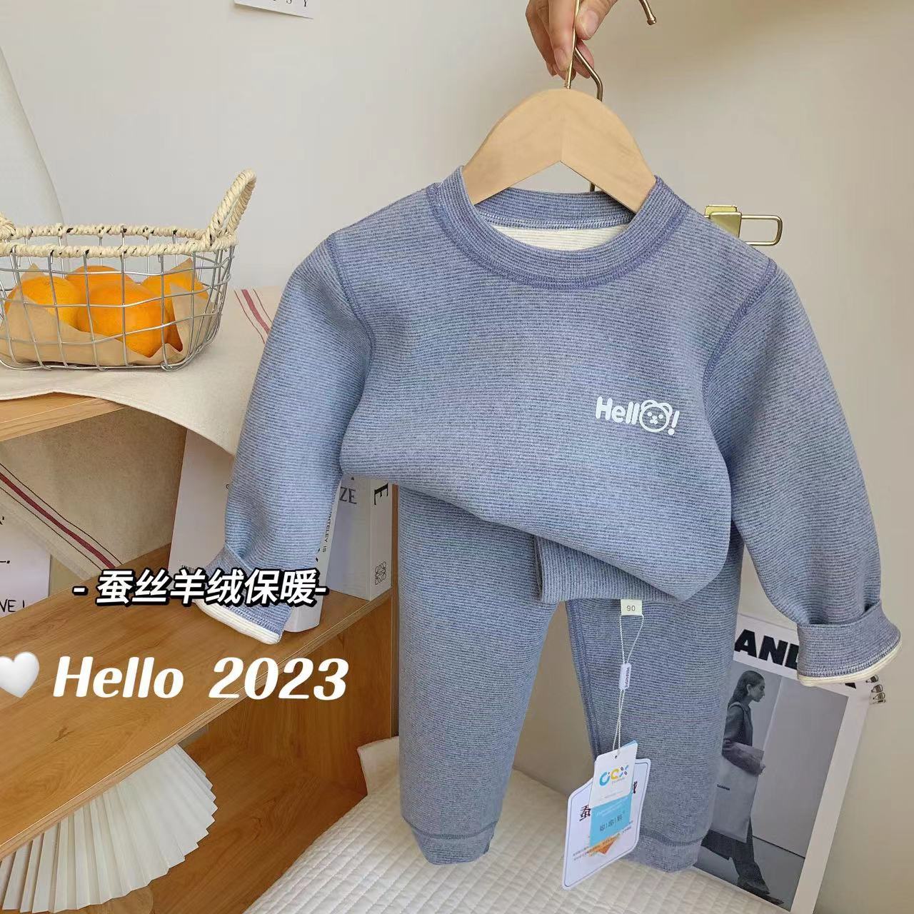 儿童内衣套装蚕丝羊绒无骨秋冬季男童秋衣秋裤德绒女拜保暖衣加绒