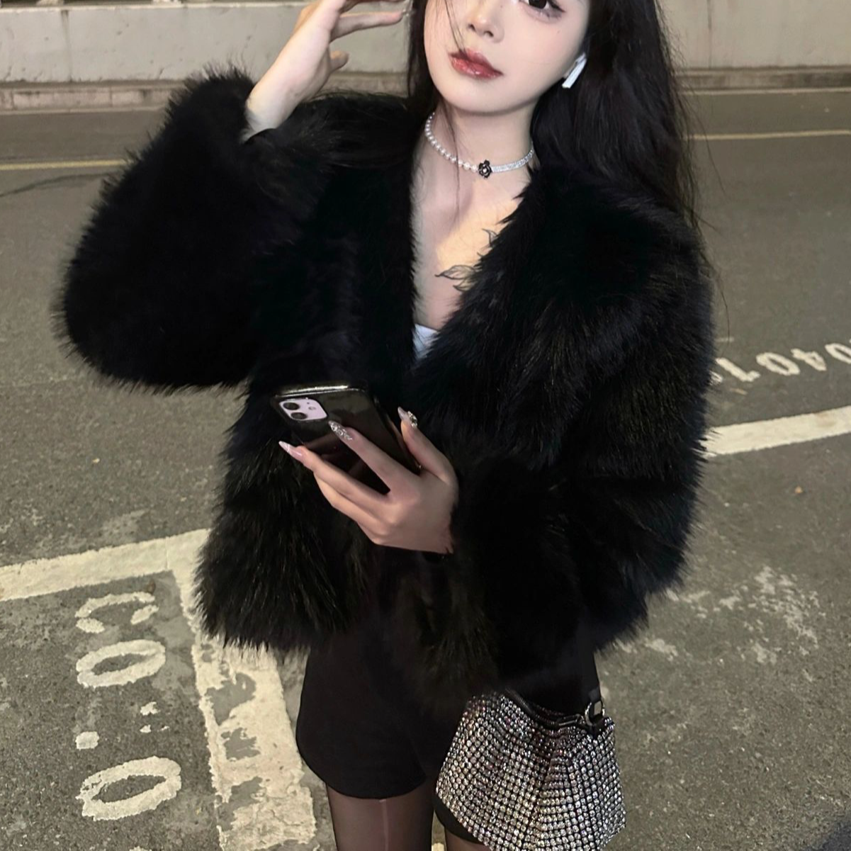 秋冬新款棉服短款环保毛毛外套小香风毛毛外套女