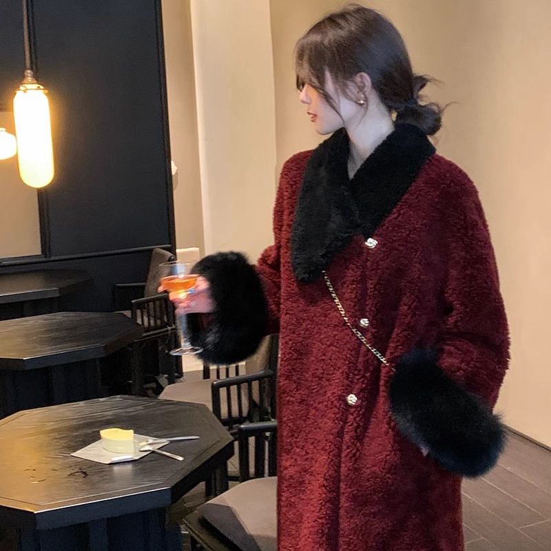 人造皮草 2025新款显瘦私人心动长款大衣外套女冬季H