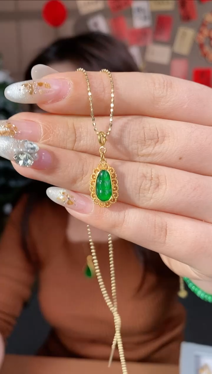 【闪购商品】翡翠吊坠不含链18K金镶嵌@@P1089