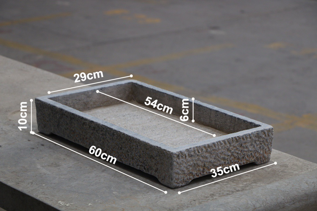 天然青石仿古石雕石盆鱼盆赏石盆内径54/30/6厘米