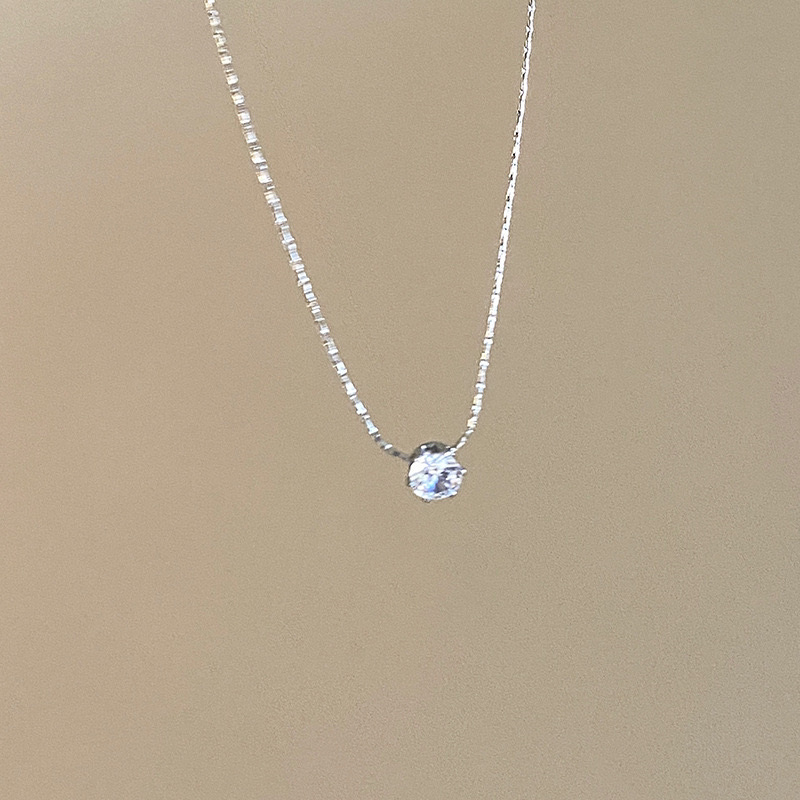 钛钢项链 1702-露丝同款单锆项链气质不掉色