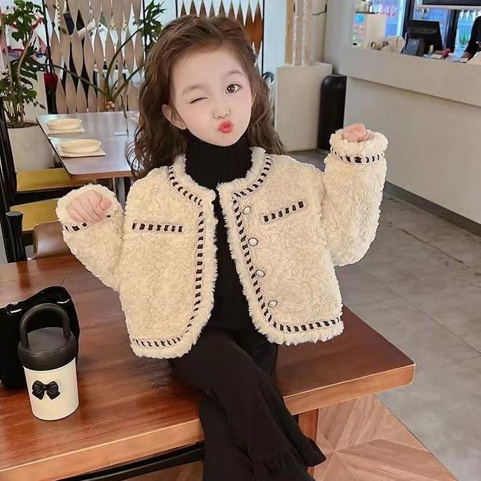 女童外套秋冬款儿童秋装小香风毛毛衣洋气女宝宝外套上衣潮