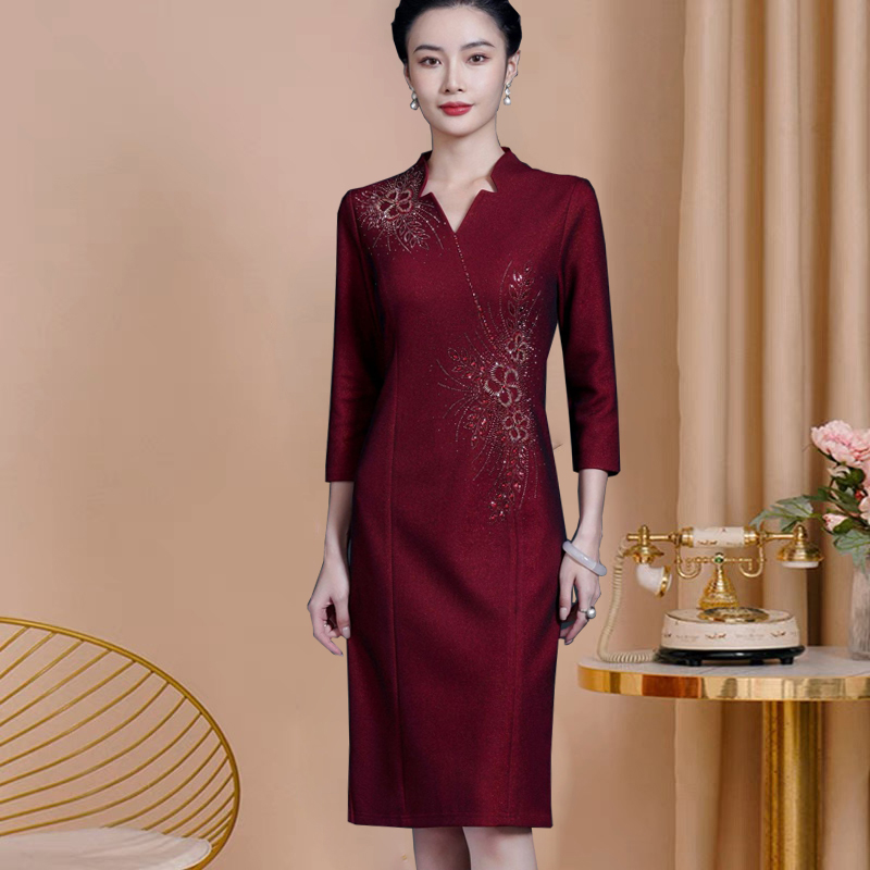 新娘结婚妈妈装婚宴装晚礼服小个子喜婆婆婚礼敬酒服修身包臀裙秋