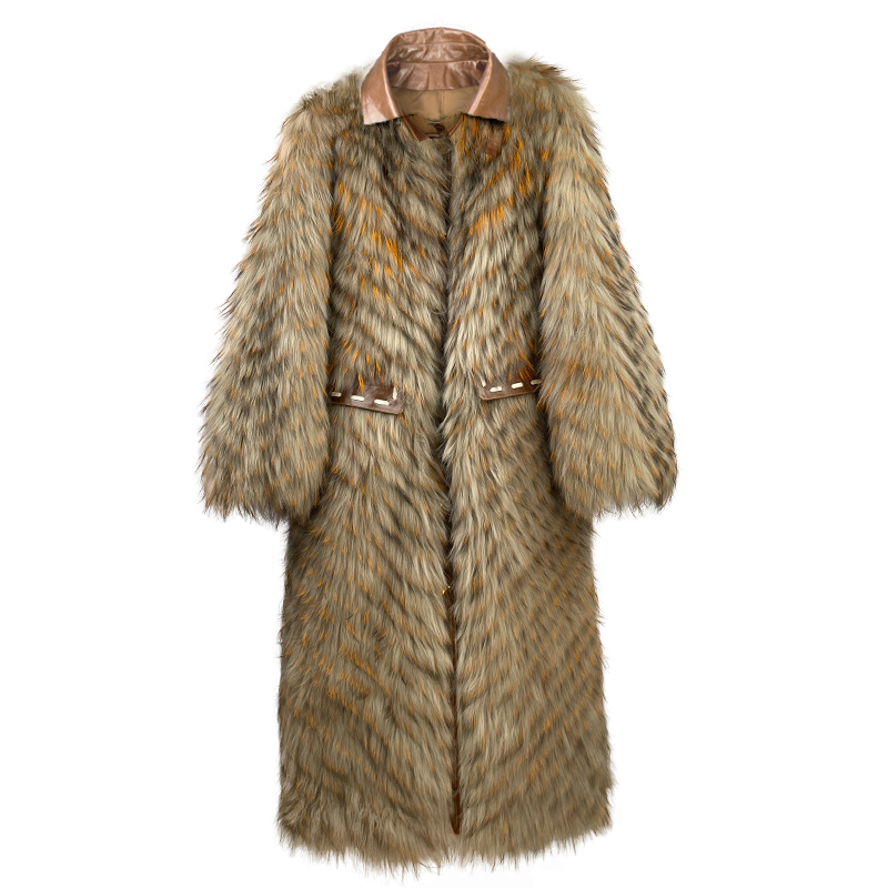 2024新款海宁貉子毛外套气质轻奢时尚女士设计师秋冬拼接翻领女装