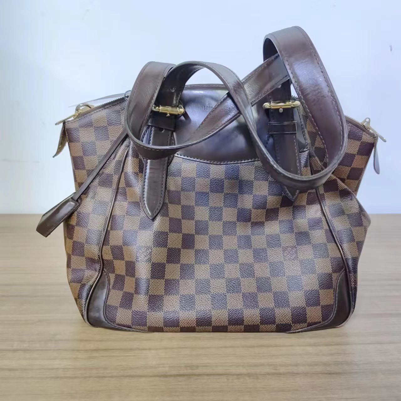 95新  【桔夕天歌】B19 LV 棕棋盘格托特包