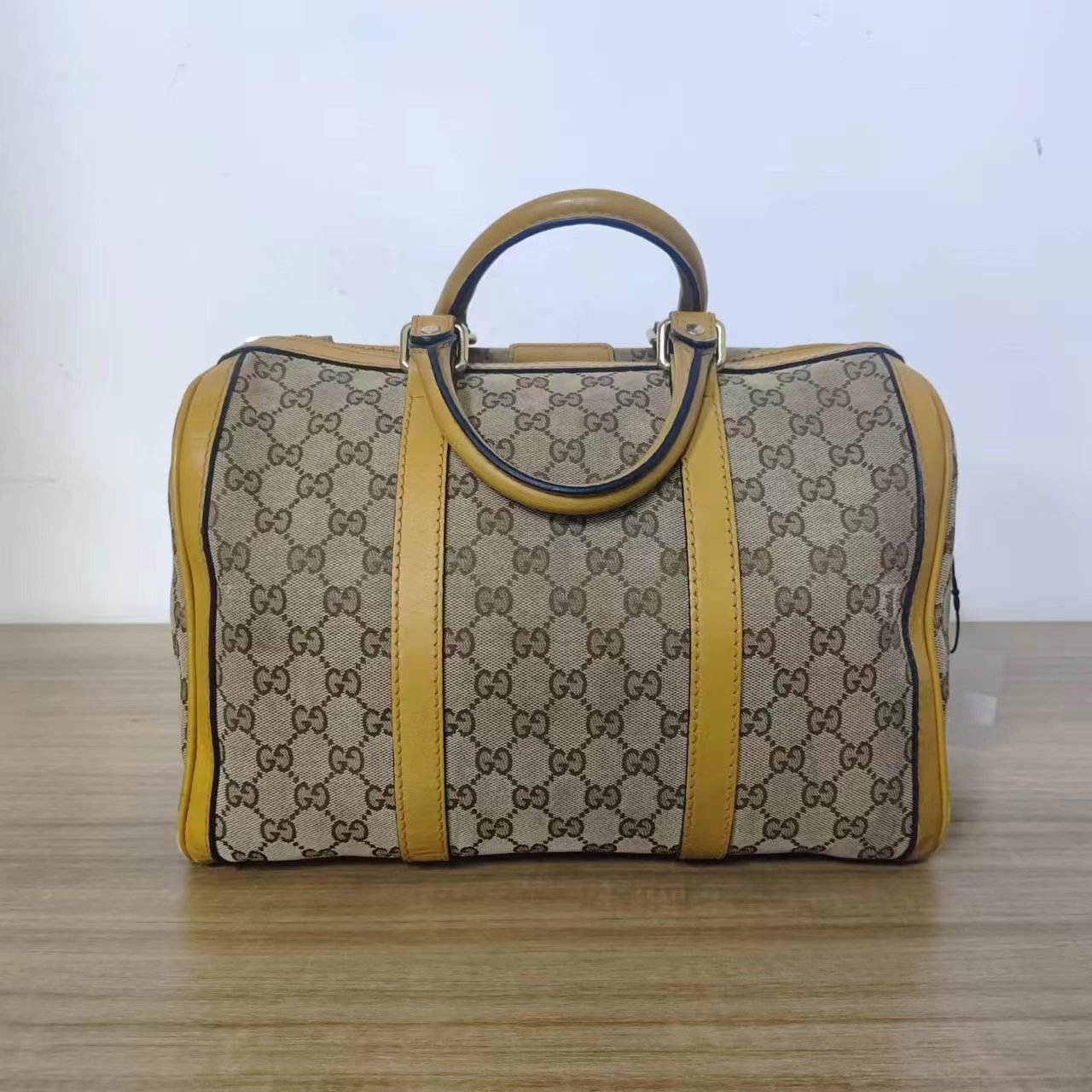 95新  【桔夕天歌】B11 GUCCI 老花波士顿包拼黄