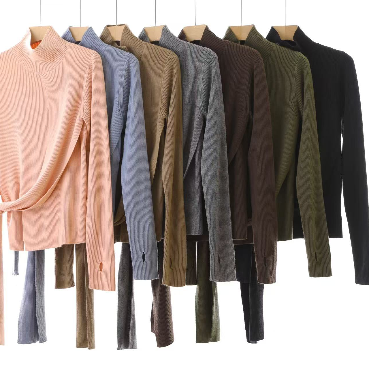 2024新款羊毛针织修身飘带时尚衫9123