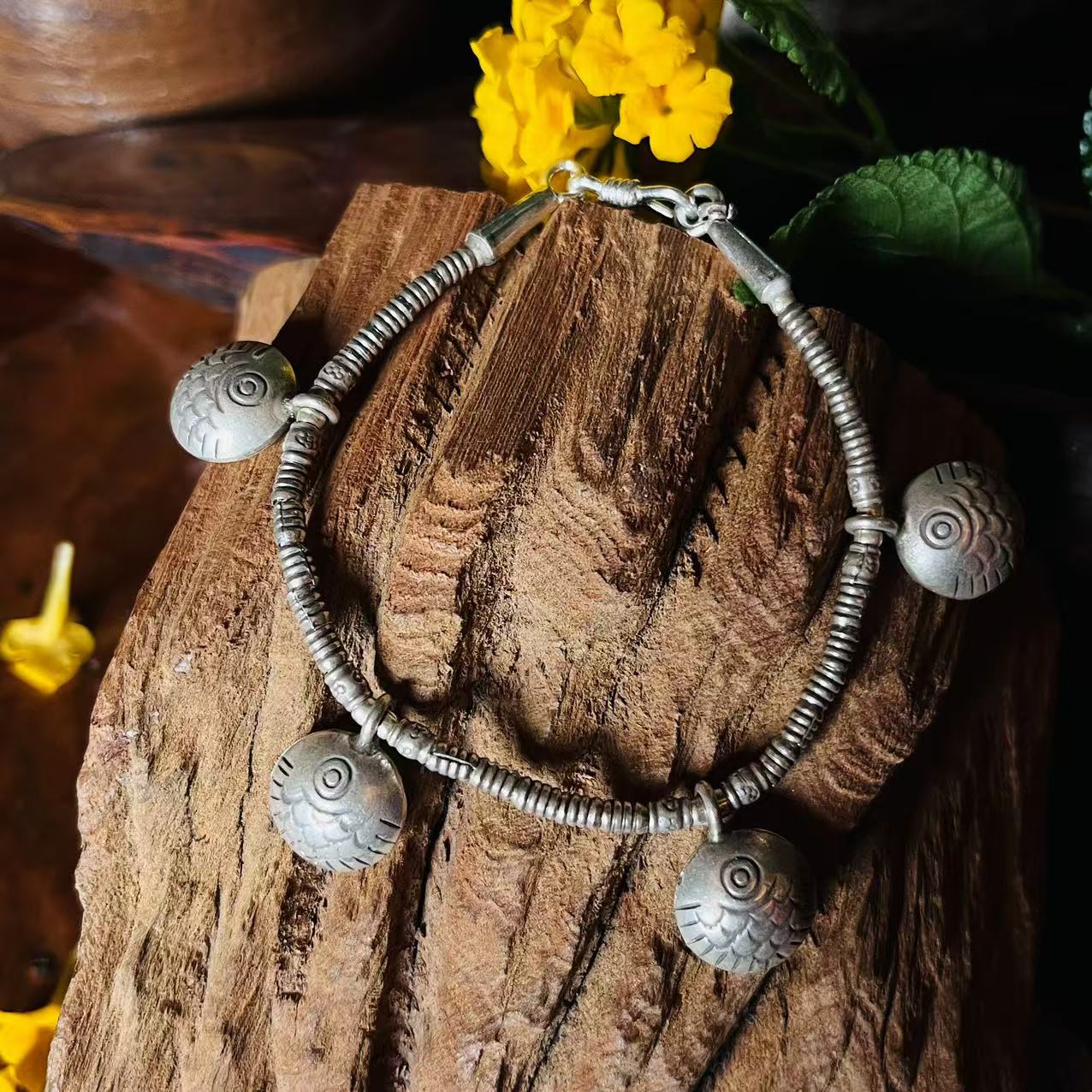 925银手链 【泰云匠】泰国手工925银11.84克小胖鱼手链