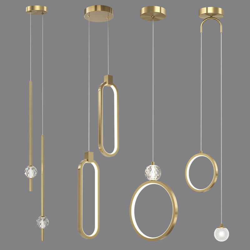 全铜主卧室床头吊灯轻奢现代简约网红背景墙创意吊线吧台单头吊灯