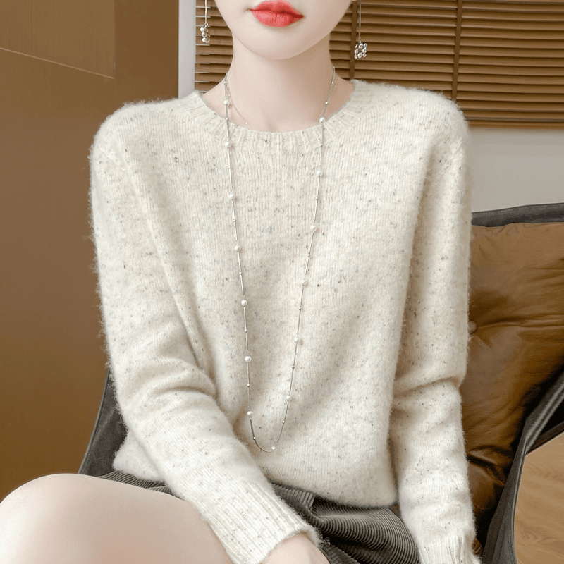 庄生晓梦迷蝴蝶~秋冬新款一线成衣点子纱七针圆领女士羊毛衫毛衣
