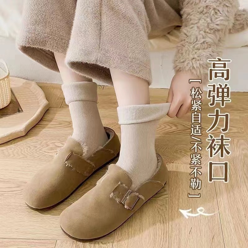 袜子女秋冬季加厚绒中筒袜加厚冬天保暖雪地袜睡眠地板袜家居特厚