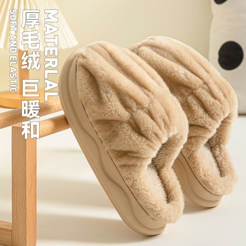 虎皮棉拖鞋女士冬季室内保暖2024新款加厚底毛绒蓄热拖鞋女冬天