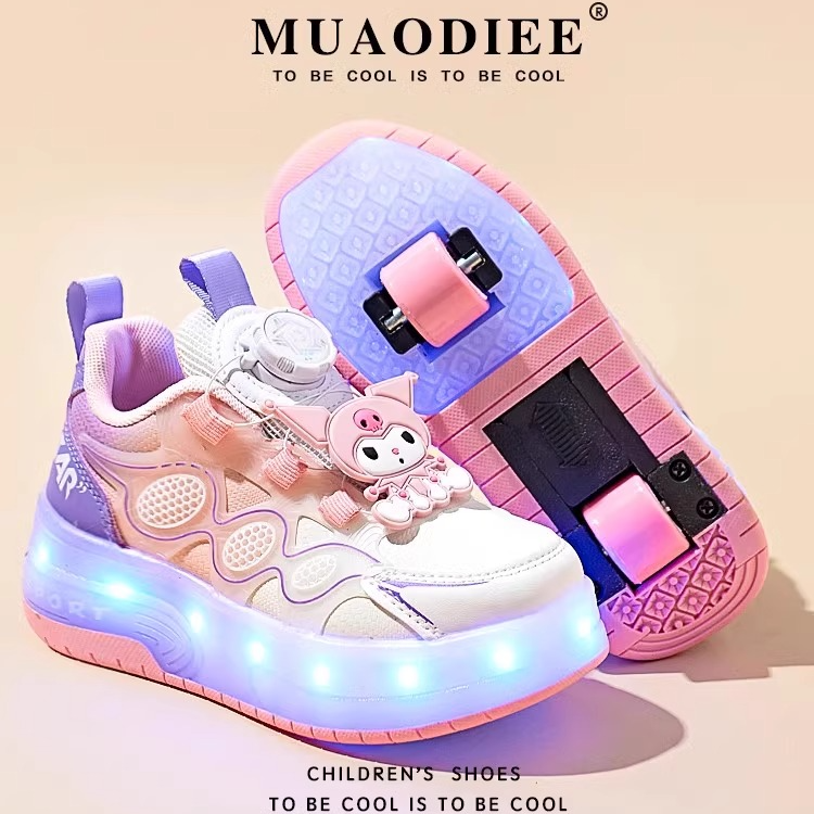 ABC 库洛米女童暴走鞋秋季新款儿童滑轮鞋学生运动隐形四轮溜冰鞋