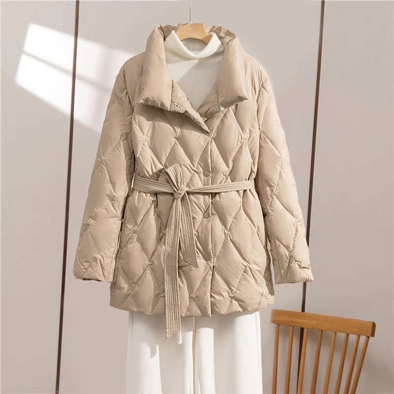 白鸭绒轻薄羽绒服女中长款薄款小个子2025新款冬季收腰百搭外套